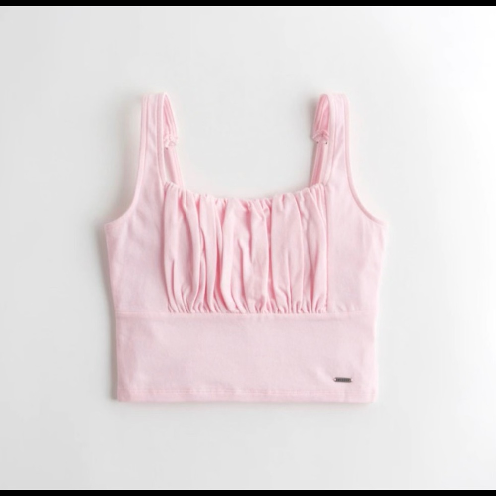Hollister pink crop top w/adjustable straps (Womens Large)- like new condition